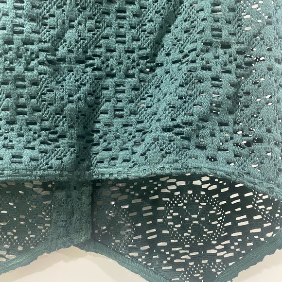 Vintage Kaufmann’s vest by Tapemeasure. Teal / forest green Crochet lacey sz L - Picture 6 of 9
